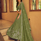 A Line Lehenga Faux Georgette Green Embroidered Lehenga Choli