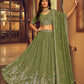 A Line Lehenga Faux Georgette Green Embroidered Lehenga Choli