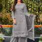 Palazzo Salwar Suit Cotton Faux Georgette Grey Embroidered Salwar Kameez