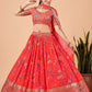 A Line Lehenga Faux Georgette Pink Embroidered Lehenga Choli