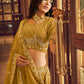 A Line Lehenga Faux Georgette Yellow Embroidered Lehenga Choli