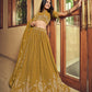 A Line Lehenga Faux Georgette Yellow Embroidered Lehenga Choli