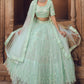 A Line Lehenga Net Sea Green Embroidered Lehenga Choli