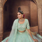 A Line Lehenga Net Sea Green Embroidered Lehenga Choli