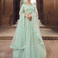 A Line Lehenga Net Sea Green Embroidered Lehenga Choli