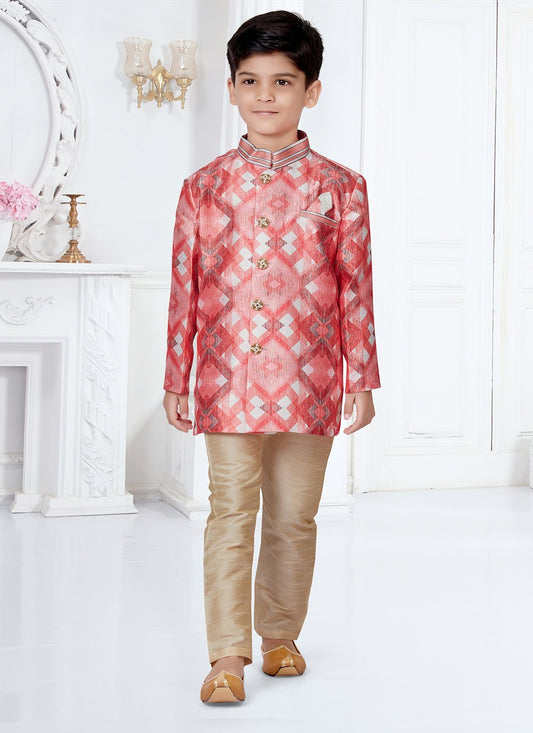 Indo Western Sherwani Jacquard Multi Colour Digital Print Kids