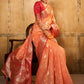 Trendy Saree Banarasi Silk Tissue Peach Patch Border Saree