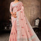 Trendy Saree Linen Tissue Peach Embroidered Saree