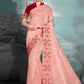Classic Silk Tissue Peach Embroidered Saree