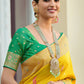 Traditional Saree Silk Tissue Yellow Woven Saree