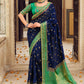 Traditional Saree Fancy Fabric Blue Green Embroidered Saree