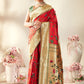 Traditional Saree Pure Silk Gold Red Meenakari Saree