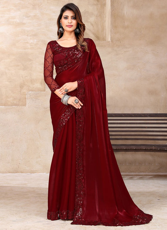 Traditional Saree Silk Red Patch Border Saree