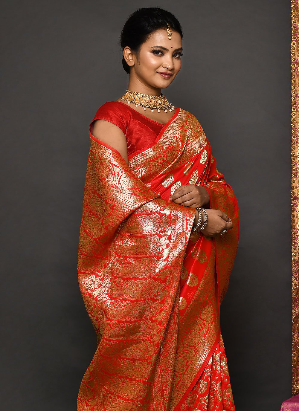 Traditional Saree Kanjivaram Silk Red Weaving Saree