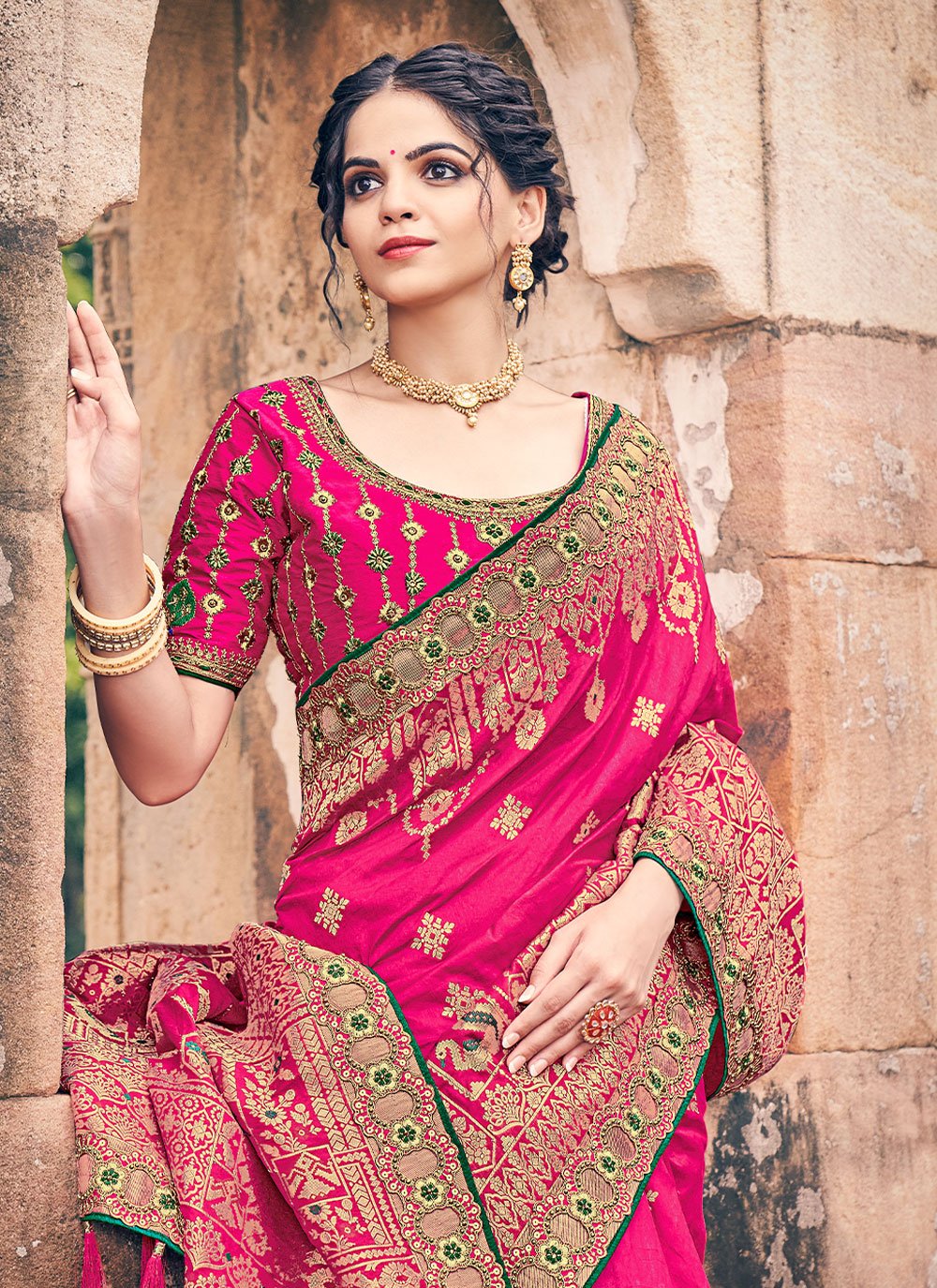 Traditional Saree Silk Pink Embroidered Saree