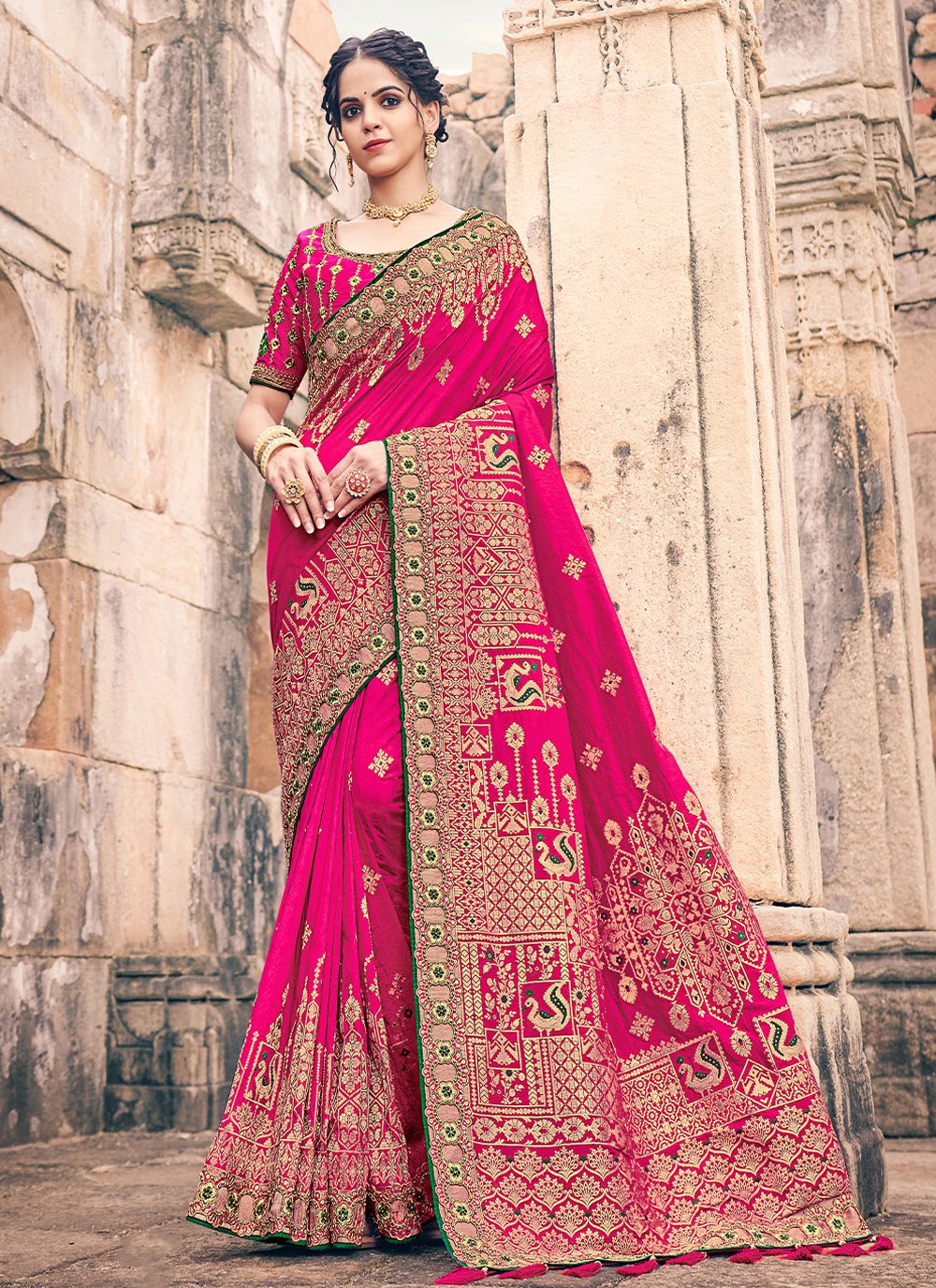 Traditional Saree Silk Pink Embroidered Saree