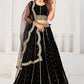 Lehenga Choli Georgette Viscose Black Embroidered Lehenga Choli