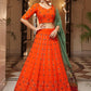 Lehenga Choli Georgette Orange Embroidered Lehenga Choli