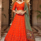 Lehenga Choli Georgette Orange Embroidered Lehenga Choli