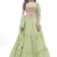 Lehenga Choli Georgette Green Plain Lehenga Choli