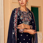 Salwar Suit Faux Georgette Blue Embroidered Salwar Kameez