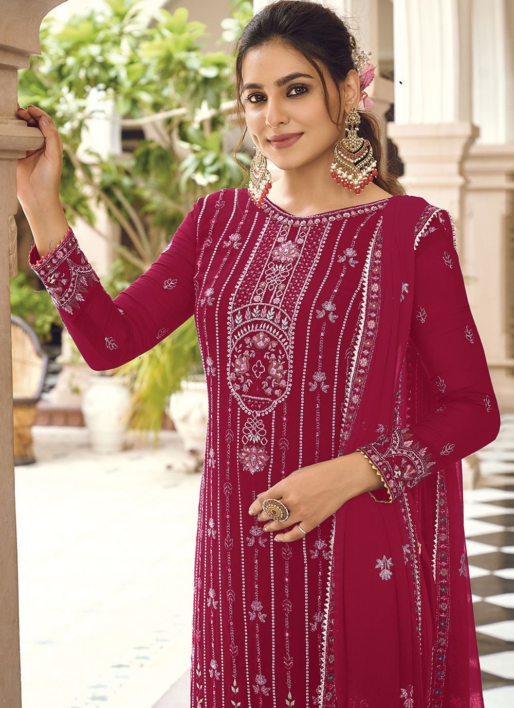 Salwar Suit Georgette Rani Embroidered Salwar Kameez