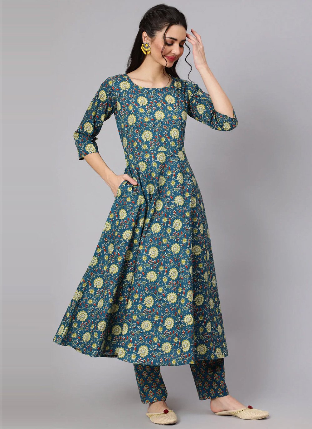 Salwar Suit Cotton Blue Print Salwar Kameez