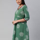 Salwar Suit Cotton Green Magenta Block Print Salwar Kameez