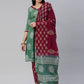 Salwar Suit Cotton Green Magenta Block Print Salwar Kameez