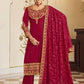 Salwar Suit Vichitra Silk Maroon Embroidered Salwar Kameez