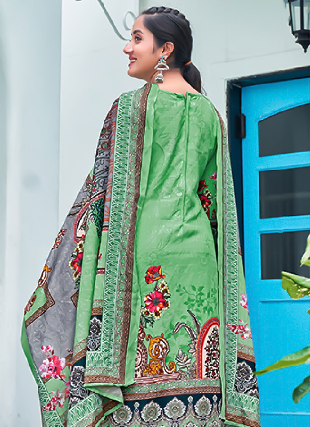 Trendy Suit Pashmina Sea Green Digital Print Salwar Kameez