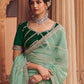 Trendy Saree Organza Sea Green Crystals Saree
