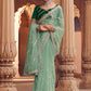 Trendy Saree Organza Sea Green Crystals Saree