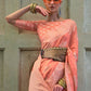Trendy Saree Lucknowi Peach Chikankari Work Saree