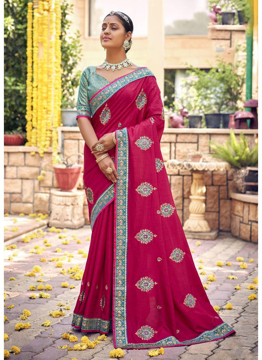 Trendy Saree Silk Pink Embroidered Saree