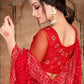 Trendy Saree Net Red Diamond Saree