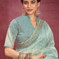 Trendy Saree Jacquard Organza Sea Green Embroidered Saree