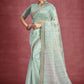Trendy Saree Jacquard Organza Sea Green Embroidered Saree