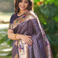 Trendy Saree Silk Blue Floral Patch Saree