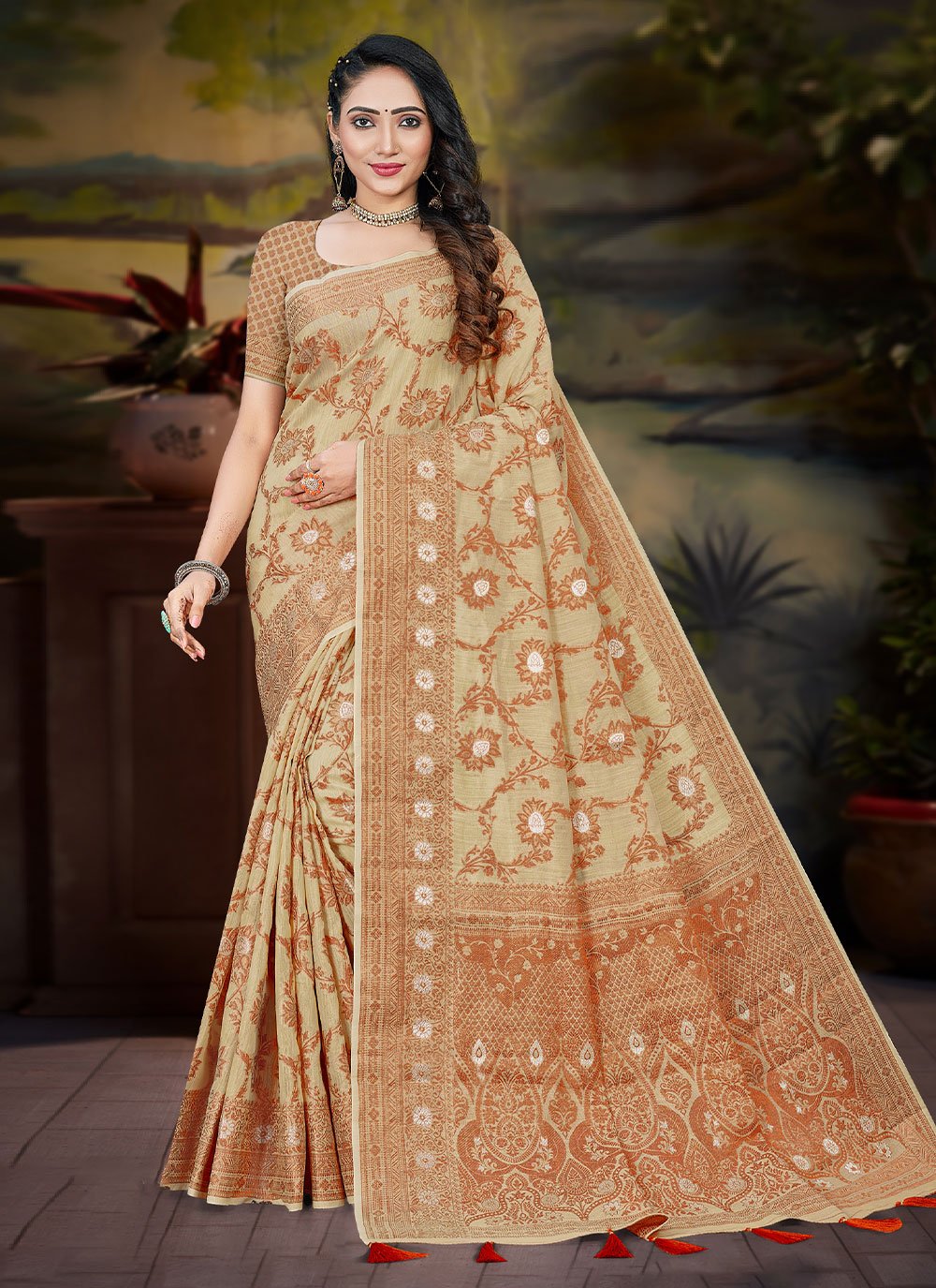 Trendy Saree Cotton Beige Zari Saree