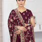 Trendy Saree Shimmer Wine Embroidered Saree