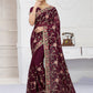 Trendy Saree Shimmer Wine Embroidered Saree