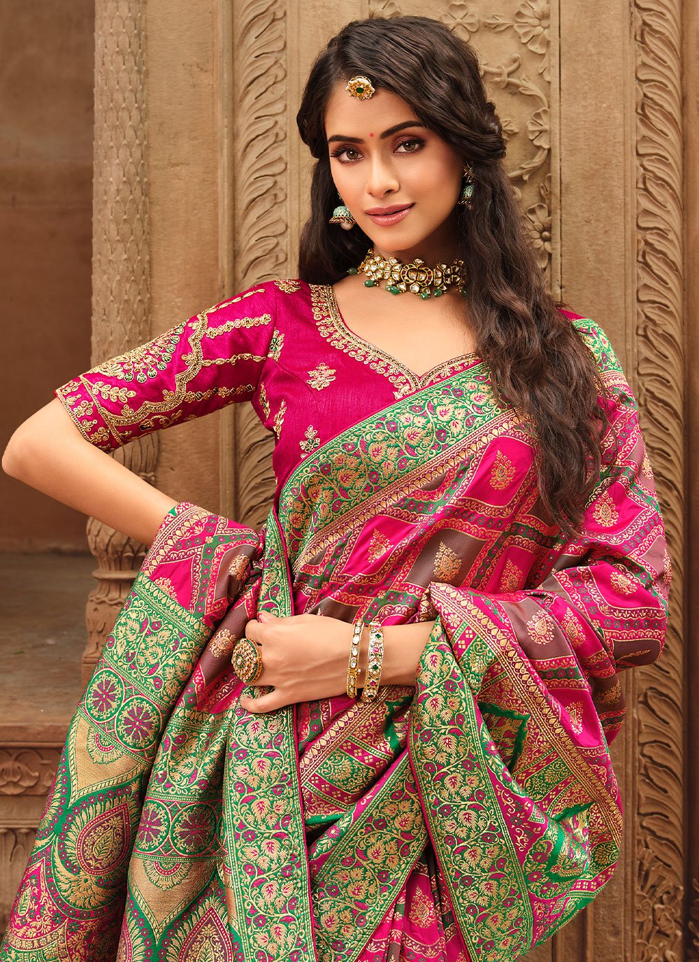 Trendy Saree Silk Pink Weaving Saree