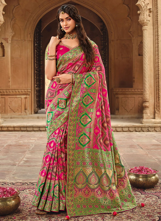 Trendy Saree Silk Pink Weaving Saree