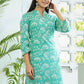 Designer Kurti Cotton Turquoise Buttons Kurtis