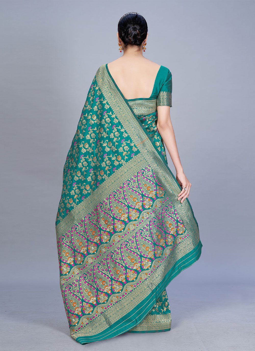 Classic Banarasi Silk Turquoise Woven Saree