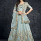 A Line Lehenga Silk Turquoise Diamond Lehenga Choli