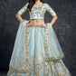 A Line Lehenga Silk Turquoise Diamond Lehenga Choli