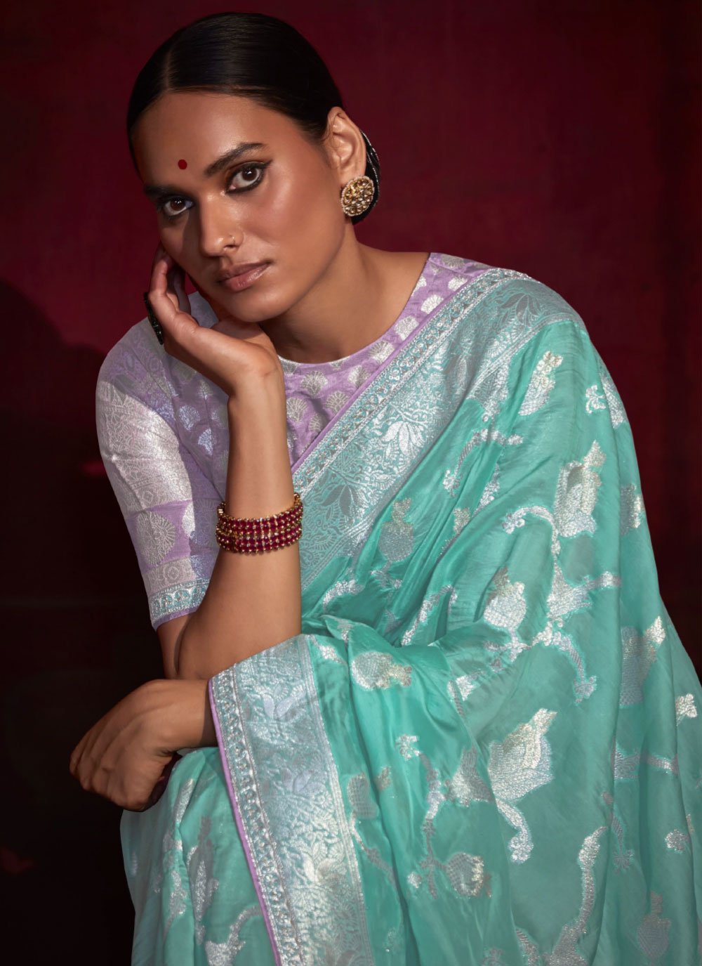 Classic Silk Turquoise Weaving Saree