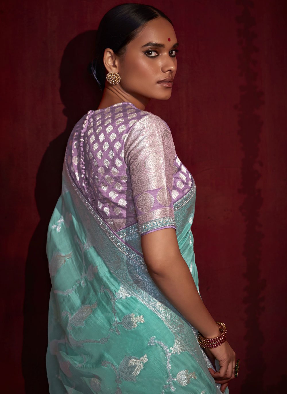 Classic Silk Turquoise Weaving Saree